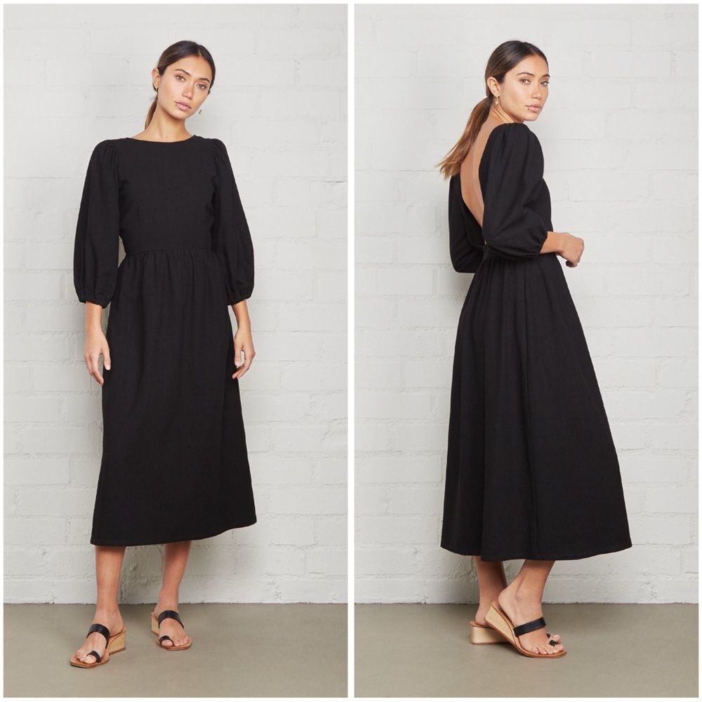 Rachel Pally Linen Canvas Roma Dress Black Licorice Linen Cotton Maxi Dress XL